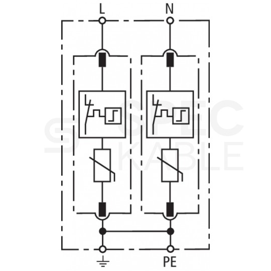 Ogranicznik przepięć SPD 1-fazowy C (Typ 2) 2P 20kA/40kA warystorowo-iskiernikowy DEHN GUARD
