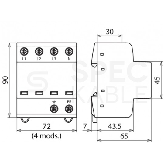 Ogranicznik przepięć SPD 3-fazowy B+C (Typ 1+2) 4P 12,5kA + 12,5/50kA warystorowo-iskiernikowy DEHN SHIELD