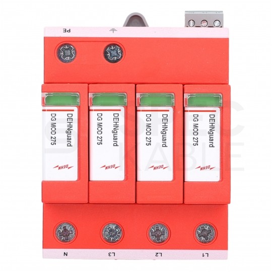Ogranicznik przepięć SPD 3-fazowy C (Typ 2) 4P 20kA/40kA FM ( bezpotencjałowy zestyk przełączny ) warystorowo-iskiernikowy DEHN GUARD