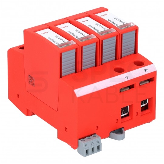 Ogranicznik przepięć SPD 3-fazowy C (Typ 2) 4P 20kA/40kA FM ( bezpotencjałowy zestyk przełączny ) warystorowo-iskiernikowy DEHN GUARD