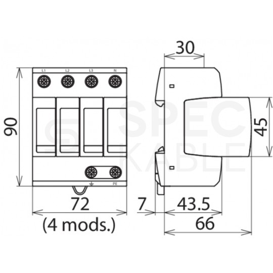 Ogranicznik przepięć SPD 3-fazowy C (Typ 2) 4P 20kA/40kA warystorowo-iskiernikowy DEHN GUARD
