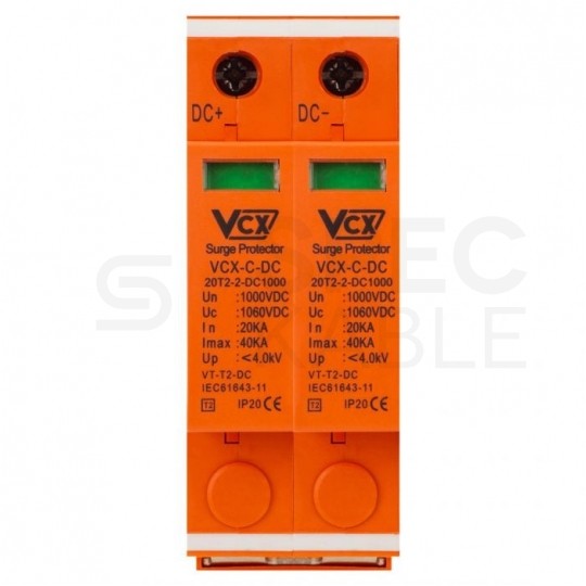 Ogranicznik przepięć SPD DC 1000V C (Typ 2) 2P 20kA/40kA fotowoltaiczny VCX Professional