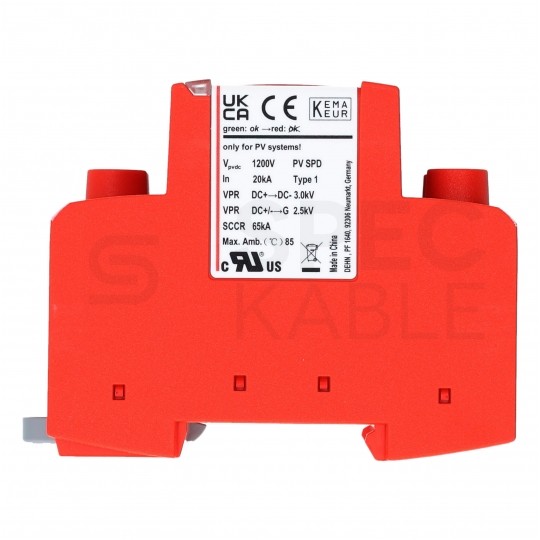 Ogranicznik przepięć SPD DC 1200V B+C (Typ 1+2) 2P 6,25kA +12,5kA/40kA fotowoltaiczny warystorowo-iskiernikowy DEHN COMBO
