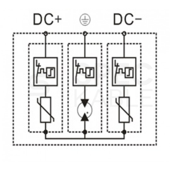 Ogranicznik przepięć SPD DC 1200V B+C (Typ 1+2) 3P 12,5kA + 20kA/40kA fotowoltaiczny warystorowo-iskiernikowy VCX MOV+GDT+MOV