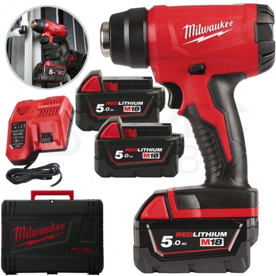 Opalarka akumulatorowa 470 °C w zestawie z akumulatorem i walizką M18 BHG-502C MILWAUKEE