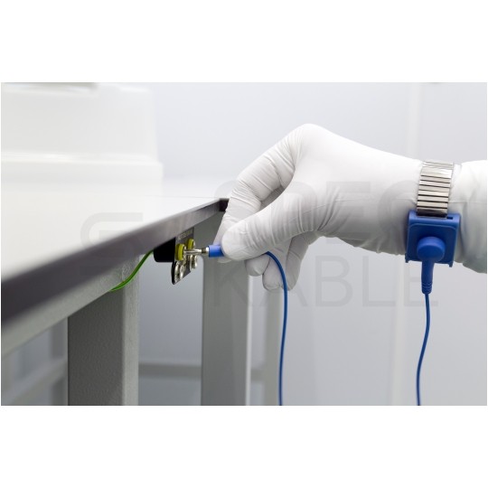 Opaska antystatyczna na rękę uziemiająca ESD klips banan + krokodylek, przewód spiralny 1,8m TALVICO ZD-152