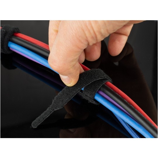 Opaski rzepowe 20x200mm BTB Straps czarne 10szt. do organizacji kabli