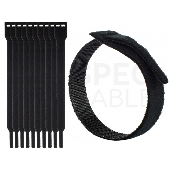 Opaski rzepowe 20x200mm BTB Straps czarne 10szt. do organizacji kabli