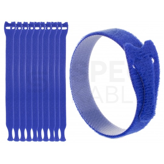 Opaski rzepowe 20x200mm BTB Straps niebieskie 10szt. do organizacji kabli