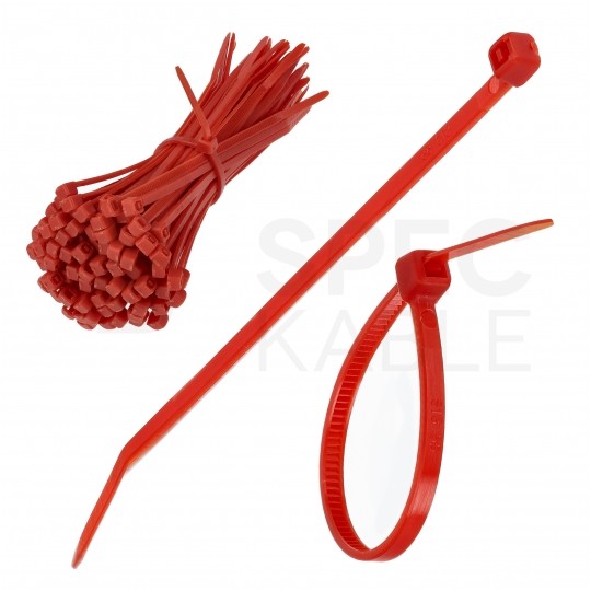 Opaski zaciskowe kablowe UV 2,5x100mm czerwone 100szt.