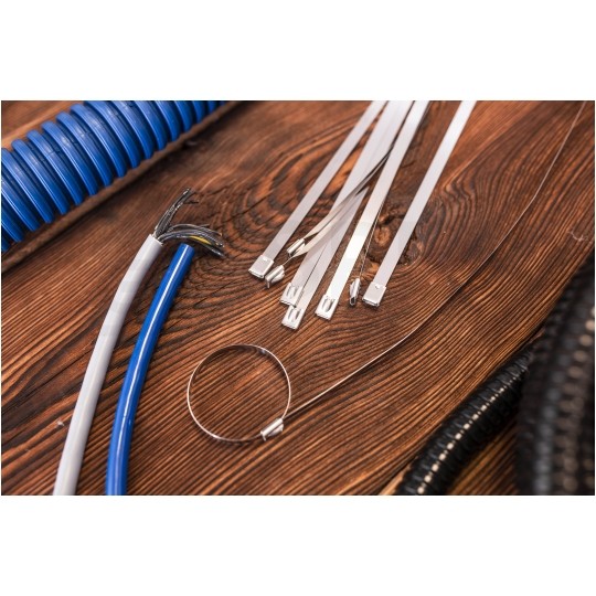 Opaski zaciskowe stalowe z zapięciem kulowym 4,6x200mm nierdzewne Elcan 20szt.