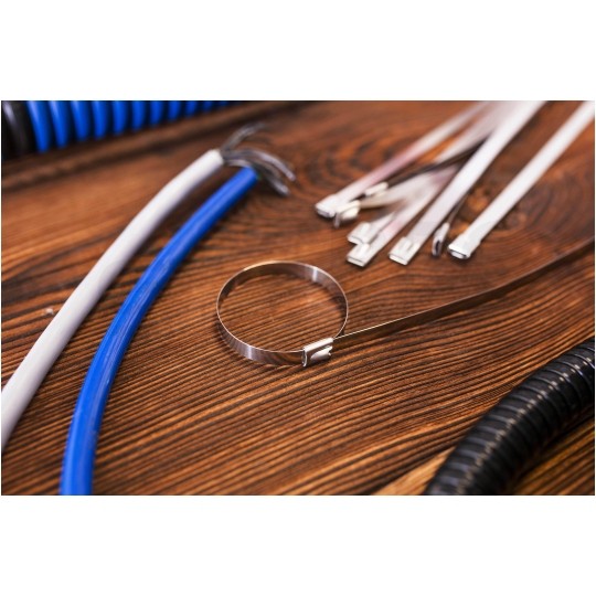 Opaski zaciskowe stalowe z zapięciem kulowym 4,6x260mm nierdzewne Elcan 20szt.