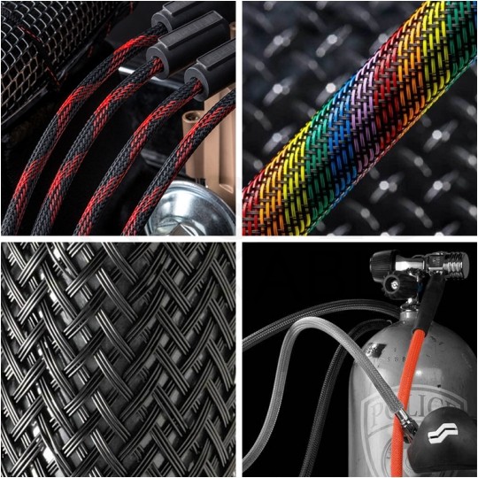 Oplot kablowy poliestrowy Flexo Pet 16mm czarny pleciony bezhalogenowy TECHFLEX