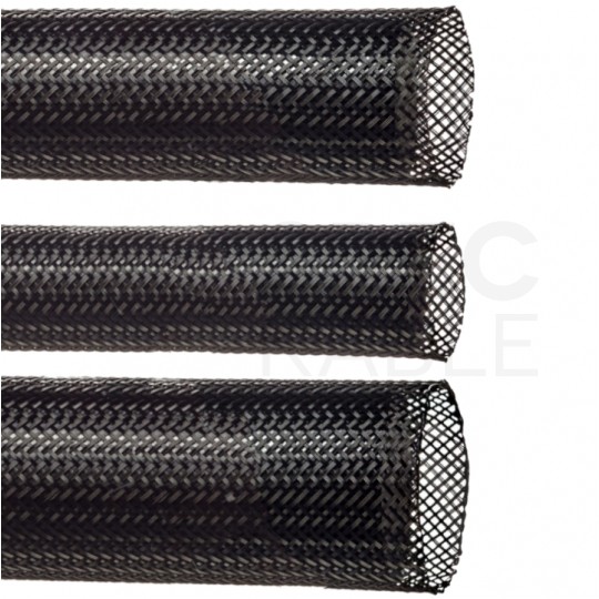 Oplot kablowy poliestrowy Flexo Pet 16mm czarny pleciony bezhalogenowy TECHFLEX