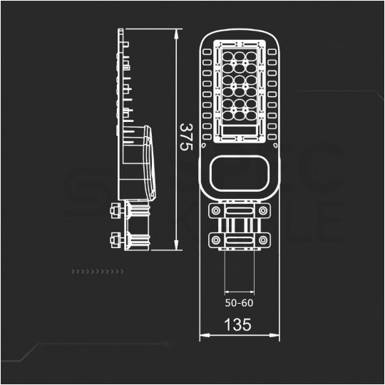 Oprawa, lampa uliczna LED SMD 30W 4050lm 4000K IP65 szara barwa NW biała neutralna IK08 V-TAC SAMSUNG VT-34ST-N 5 LAT GWARANCJI