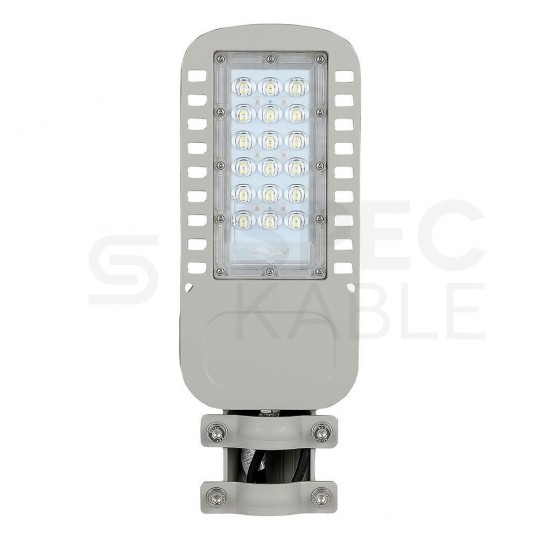Oprawa, lampa uliczna LED SMD 30W 4050lm 6500K IP65 szara barwa CW biała zimna IK08 V-TAC SAMSUNG VT-34ST-N 5 LAT GWARANCJI