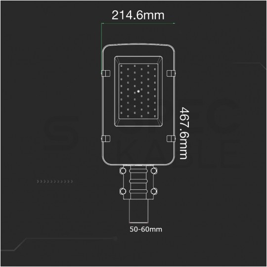 Oprawa, lampa uliczna LED SMD 50W 5000lm 4000K IP65 szara barwa NW biała neutralna V-TAC SAMSUNG VT-50ST-N 5 LAT GWARANCJI