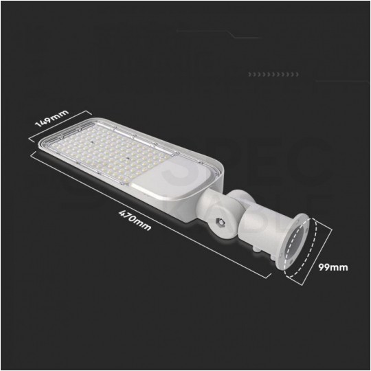 Oprawa, lampa uliczna LED SMD 50W 5740lm 6500K IP68 szara z regulowanym uchwytem barwa CW biała zimna V-TAC SAMSUNG VT-59ST-N 5 LAT GWARANCJI