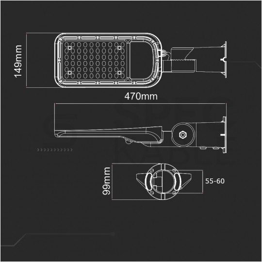 Oprawa, lampa uliczna LED SMD 70W 8040lm 4000K IP65 szara z regulowanym uchwytem barwa NW biała neutralna V-TAC SAMSUNG VT-79ST-N 5 LAT GWARANCJI
