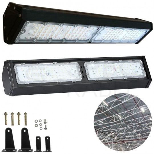 Oprawa liniowa, przemysłowa LED SMD 100W 9800lm 4000K IP54 czarna NW IK07 HighBay V-TAC SAMSUNG VT-9-112-N 5 LAT GWARANCJI