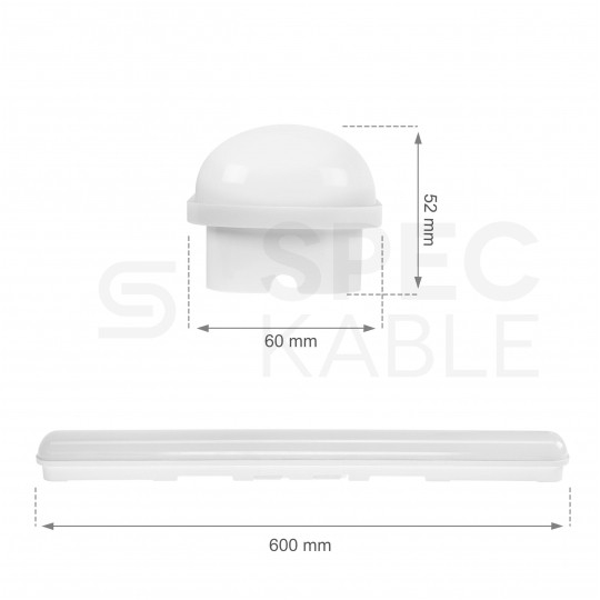 Oprawa liniowa, sufitowa hermetyczna 60cm LED 25W 3000lm 4000K IP65 barwa NW biała neutralna IK07 SPECTRUM LED