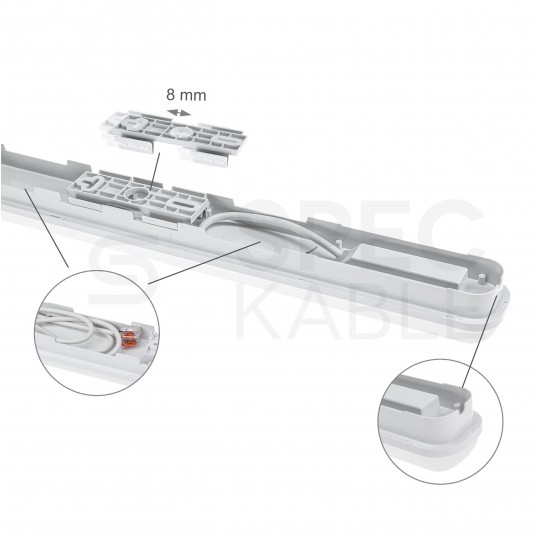 Oprawa liniowa, sufitowa hermetyczna 60cm LED 25W 3000lm 6000K IP65 barwa CW biała zimna IK07 SPECTRUM LED