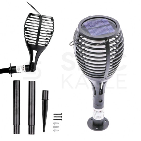 Oprawa ogrodowa pochodnia LED 0,45W 5lm 2200K IP44 czarna barwa WW biała ciepła VT-719 V-TAC