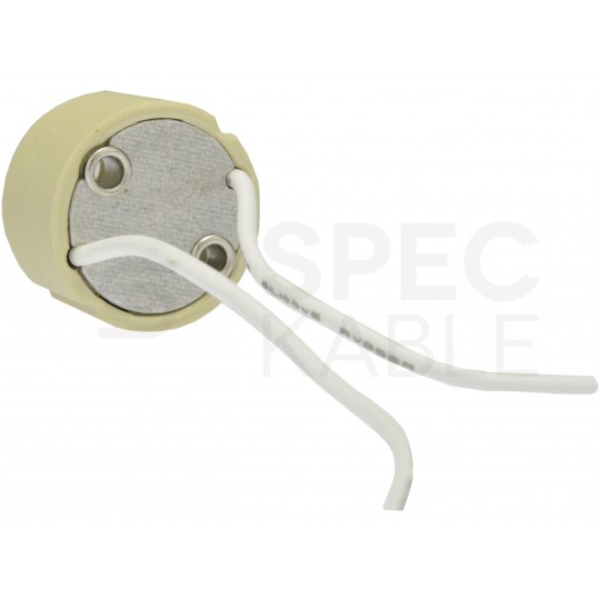 Oprawa żarówki gwint GU10 ceramiczna biała 250V 2A z przewodem PLASTROL