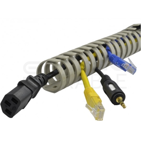 Organizator biurkowy grzebieniowy do kabli i przewodów 0,5m 30mm szary