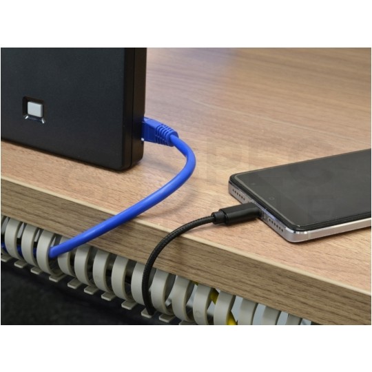 Organizator biurkowy grzebieniowy do kabli i przewodów 0,5m 30mm szary