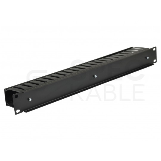 Organizator kabli do szafy RACK 19" 1U metal/plastik czarny Alantec zamykany