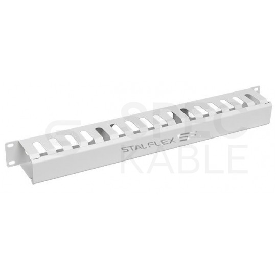 Organizator kabli RACK 19" 1U grzebieniowy zamykany metalowy szary z przepustami