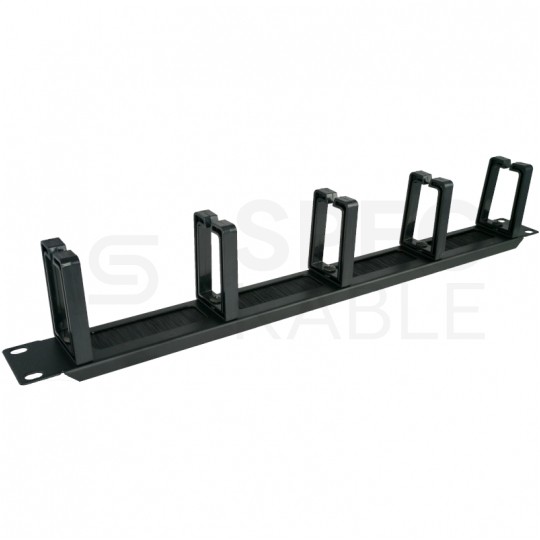 Organizator kabli RACK 19" 1U metalowy czarny Alantec z plastikowymi uchwytami z przepustem szczotkowym