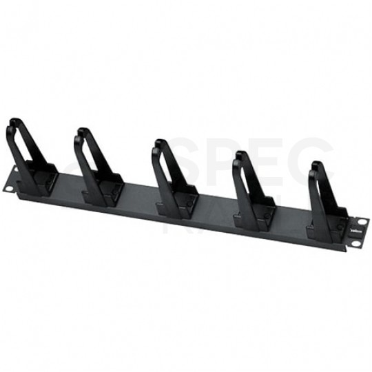 Organizator kabli RACK 19" 1U metalowy czarny Molex z plastikowymi długimi uchwytami