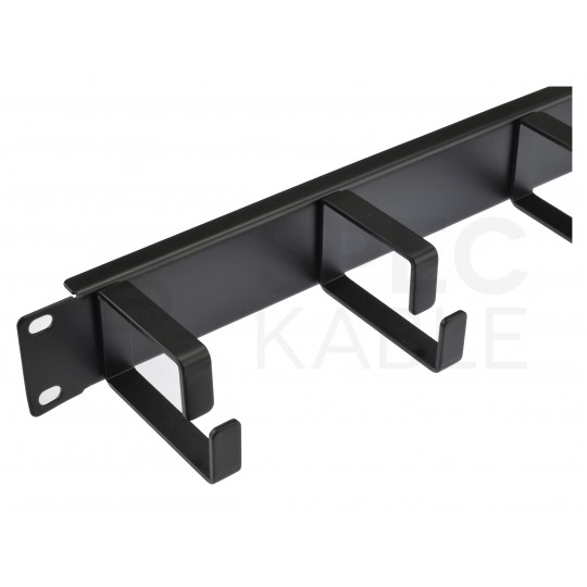 Organizator kabli RACK 19" 1U metalowy czarny NEKU z metalowymi uchwytami