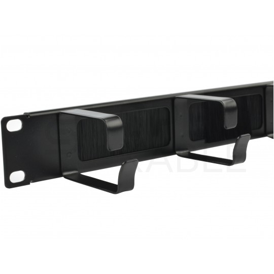 Organizator kabli RACK 19" 1U metalowy czarny NEKU z uchwytami i przepustami szczotkowymi