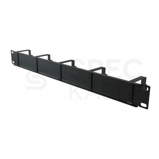 Organizator kabli RACK 19" 1U metalowy czarny z 5 uchwytami