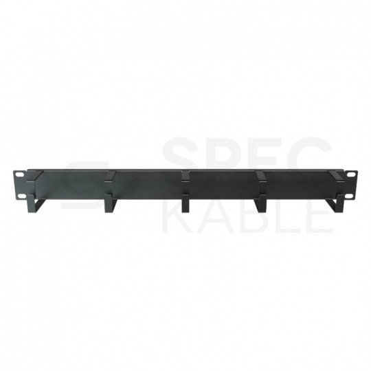 Organizator kabli RACK 19" 1U metalowy czarny z 5 uchwytami