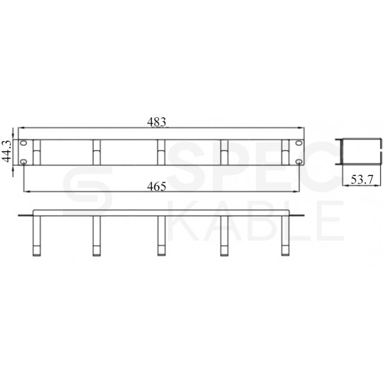 Organizator kabli RACK 19" 1U metalowy szary Alantec z plastikowymi uchwytami