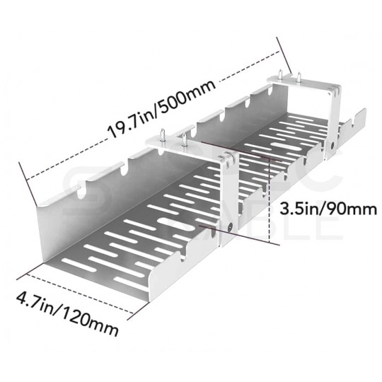 Organizator kabli sprzętowych podbiurkowy 500x120x90mm czarny Spacetronik ERGOLINE