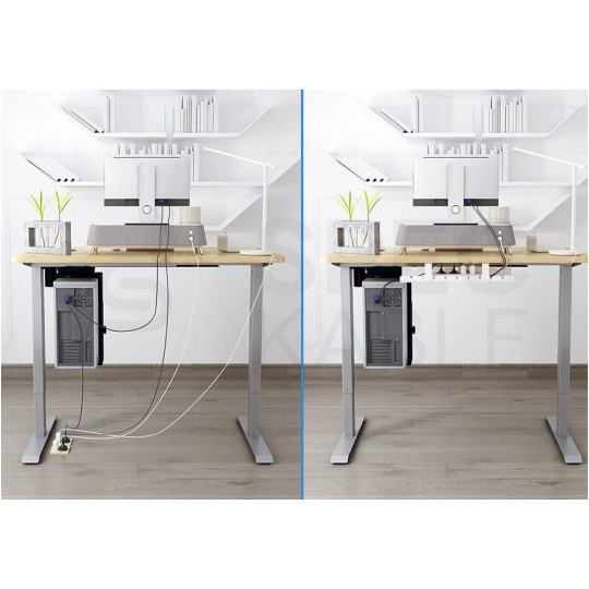 Organizator kabli sprzętowych podbiurkowy 500x120x90mm czarny Spacetronik ERGOLINE