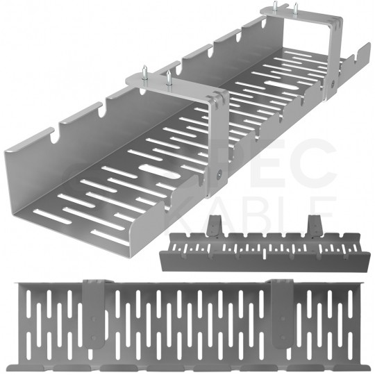 Organizator kabli sprzętowych podbiurkowy 500x120x90mm szary Spacetronik ERGOLINE