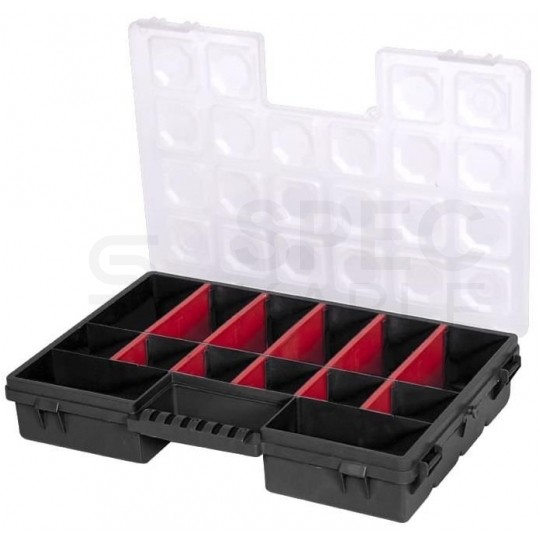 Organizer narzędziowy z regulowanymi pojemnikami i transparentną pokrywą Tandem B300 284x182x50mm czarny