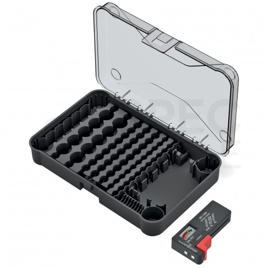 Organizer pojemnik na baterie akumulatorki 85szt. + tester baterii Kistenberg KBBT