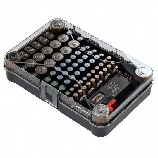 Organizer pojemnik na baterie akumulatorki 85szt. + tester baterii Kistenberg KBBT