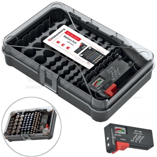 Organizer pojemnik na baterie akumulatorki 85szt. + tester baterii Kistenberg KBBT