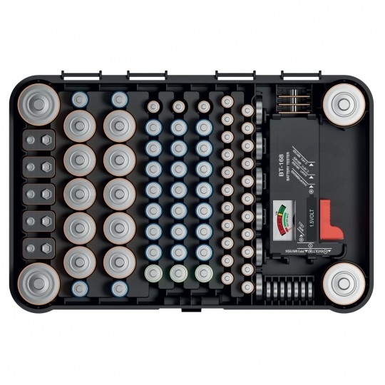 Organizer pojemnik na baterie akumulatorki 85szt. + tester baterii Kistenberg KBBT