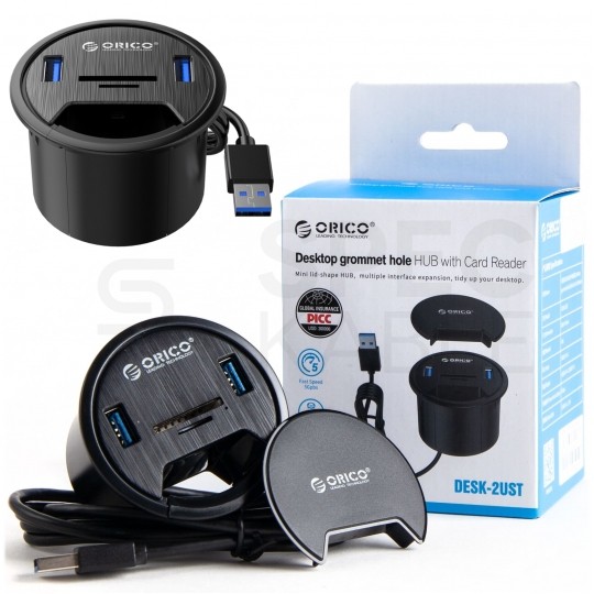 ORICO Hub biurkowy 2x USB 3.1 A z czytnikiem kart SD/TF do montażu w blacie