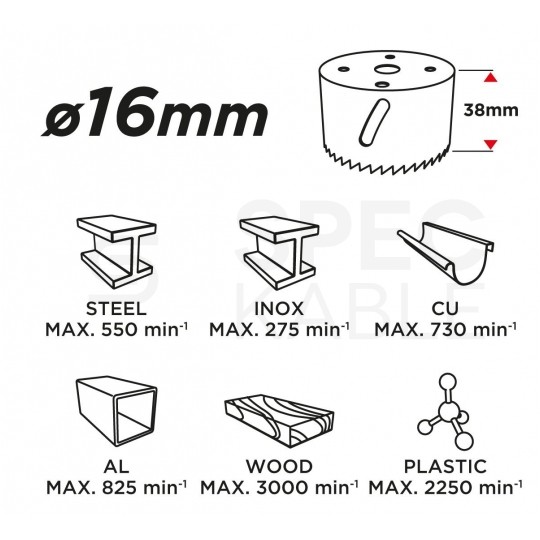 Otwornica Bimetalowa 16mm do stali, drewna, tworzywa itp. GRAPHITE 57H900