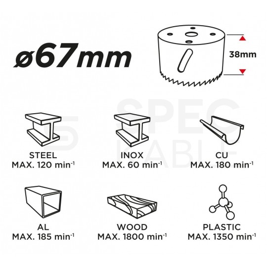 Otwornica Bimetalowa 67mm do stali, drewna, tworzywa itp. GRAPHITE 57H928